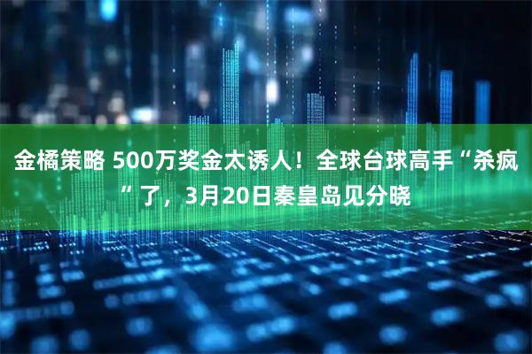 金橘策略 500万奖金太诱人！全球台球高手“杀疯”了，3月20日秦皇岛见分晓